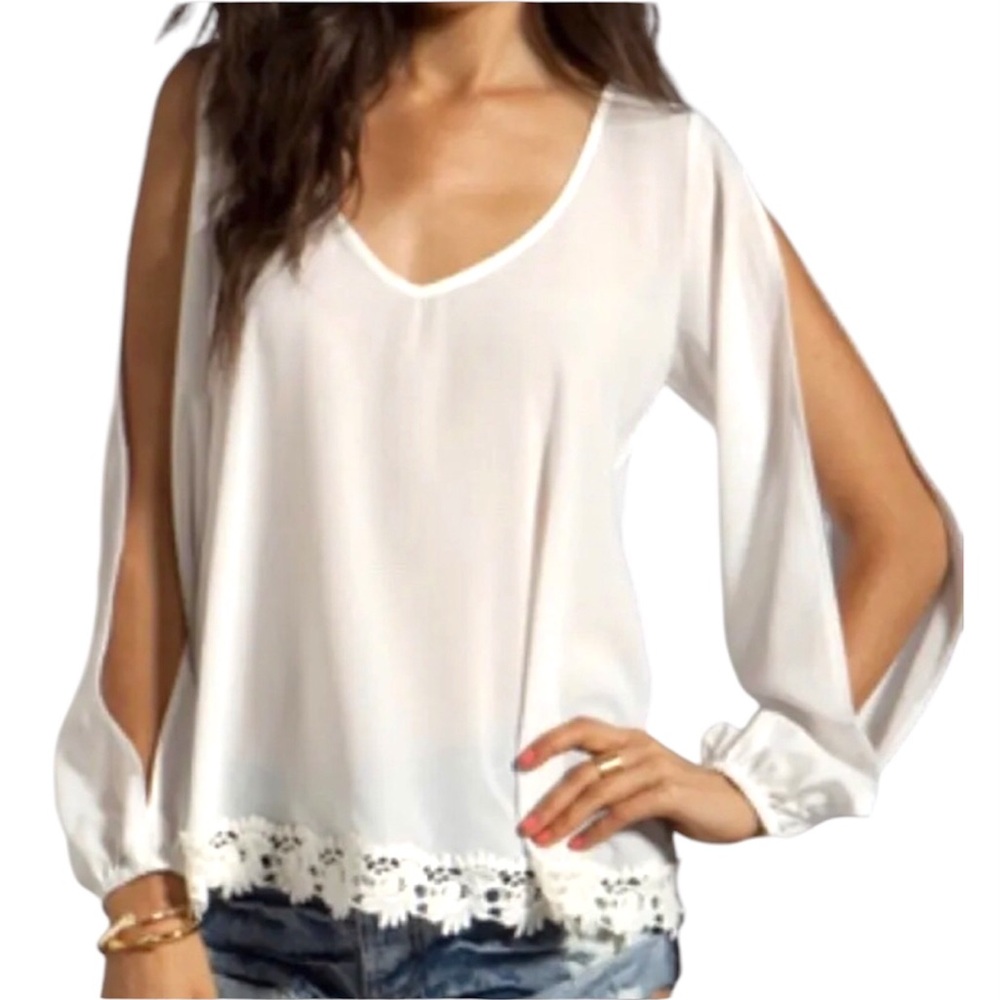 Lovers + Friends Daydream White Blouse Small